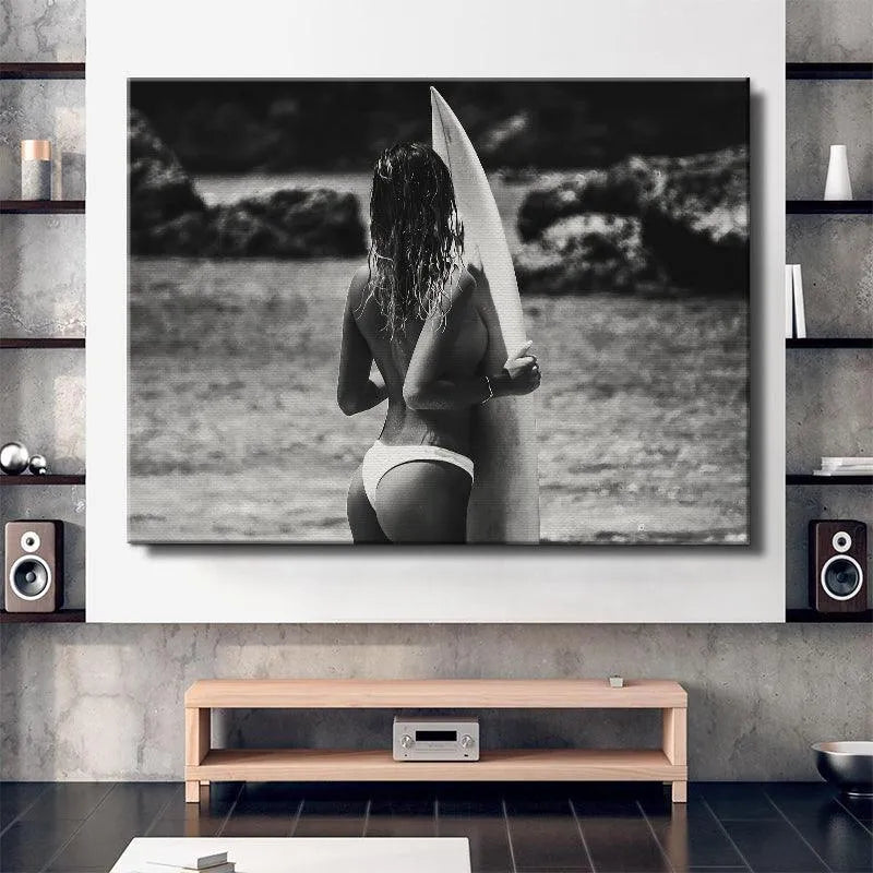 Wide shot of the beach setting, focusing on the ocean texture behind the 'Lost Top' subject.