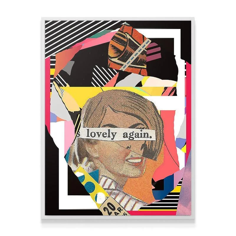Angular shot emphasizing the depth of the layered paper elements within the 'Lovely Again' composition.