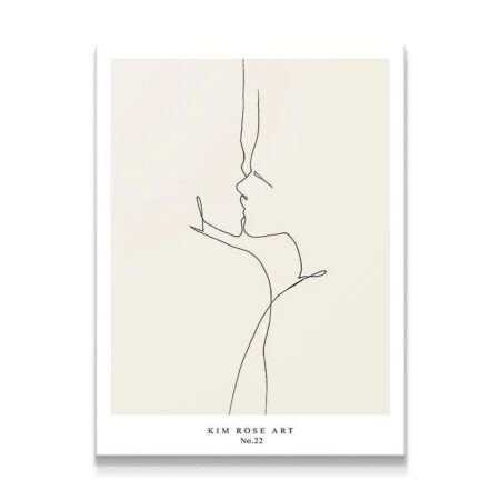 Close-up texture of the black line work on the Lovers - White poster print.