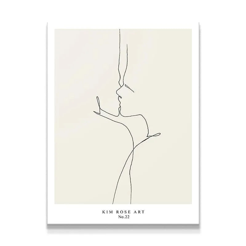 Close-up texture of the black line work on the Lovers - White poster print.
