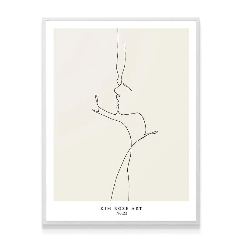 Angled shot showing the subtle cream background texture of the Lovers - White graphic poster.