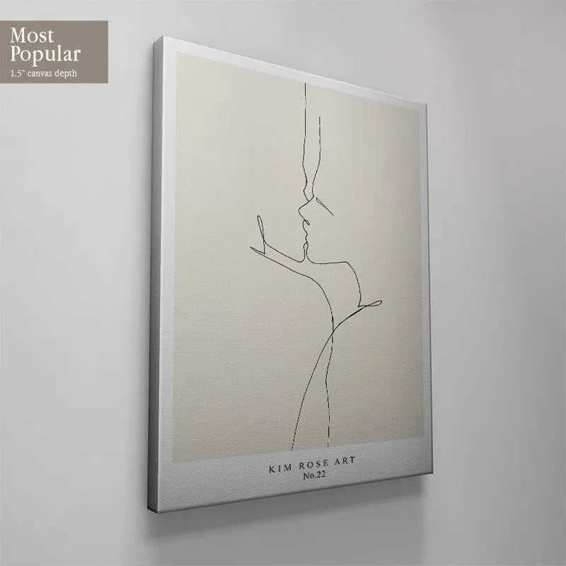 Vertical display of the unframed Lovers - White print against a neutral wall in natural light.