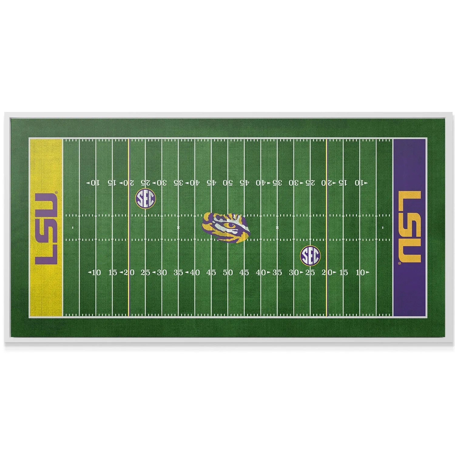 Texture detail of the synthetic turf surface print on the LSU - Full Field display mat.