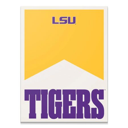 Frontal view of the LSU - Marlboro Minimalism art print, showcasing purple and gold chevron geometry.