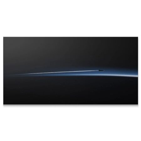 Panoramic view of the Mach 10 flight path against the dark horizon, symbolizing extreme speed.