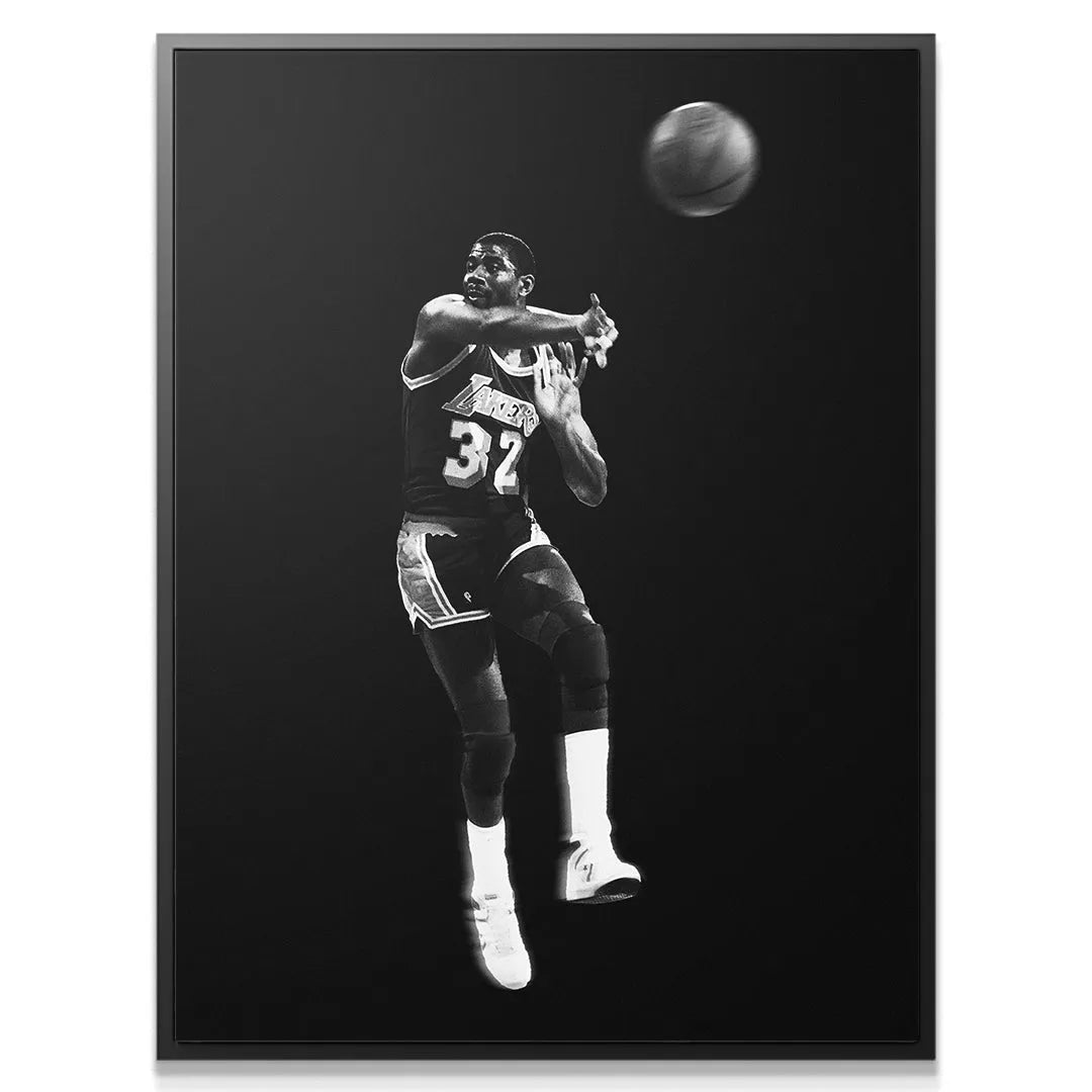 Close-up texture detail of the high-contrast photo print of Magic Johnson - Made You Look demonstrating fine grain quality.