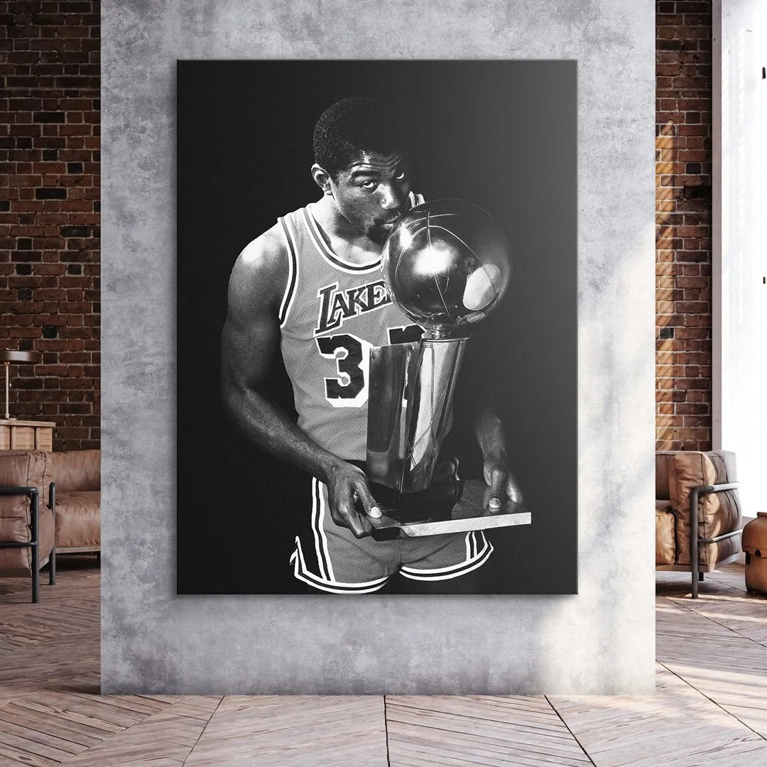 Detailed texture shot of the jersey fabric worn during the famous Magic Johnson - Magic Kiss celebration.