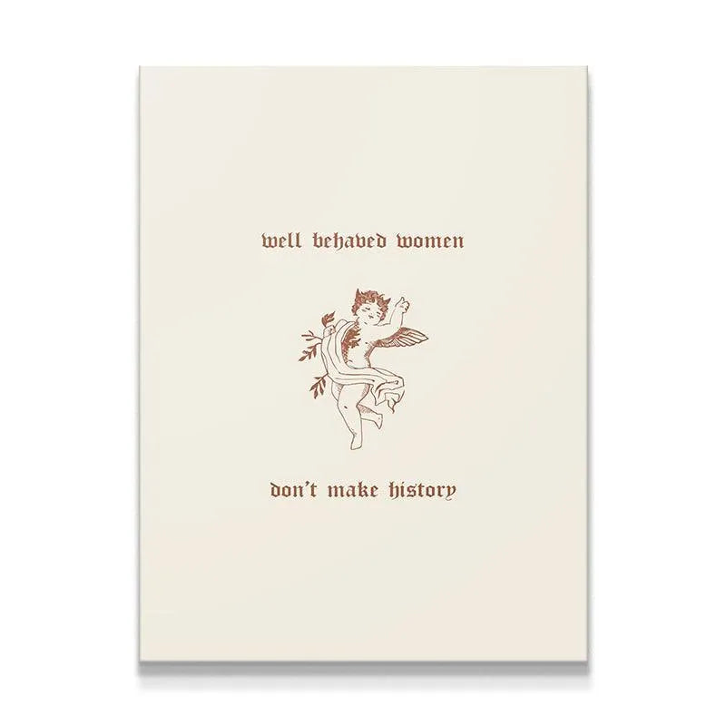 Full frontal view of the feminist cherub print, inspiring women to Make History.