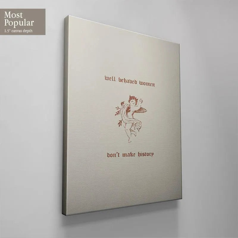 Lifestyle view of the framed print hanging on a wall, encouraging action to Make History.
