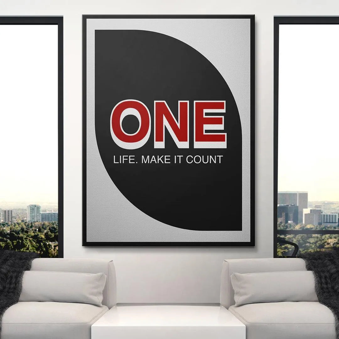Detail of the bottom text section focusing only on 'LIFE. Make It Count' in contrasting white font.