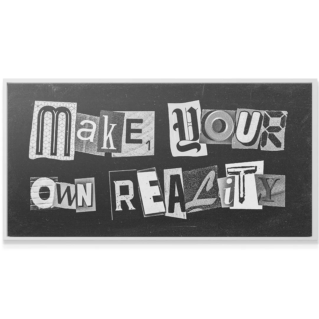Close-up texture of the letter 'M' in the 'Make Your Own Reality (Wide)' canvas print.