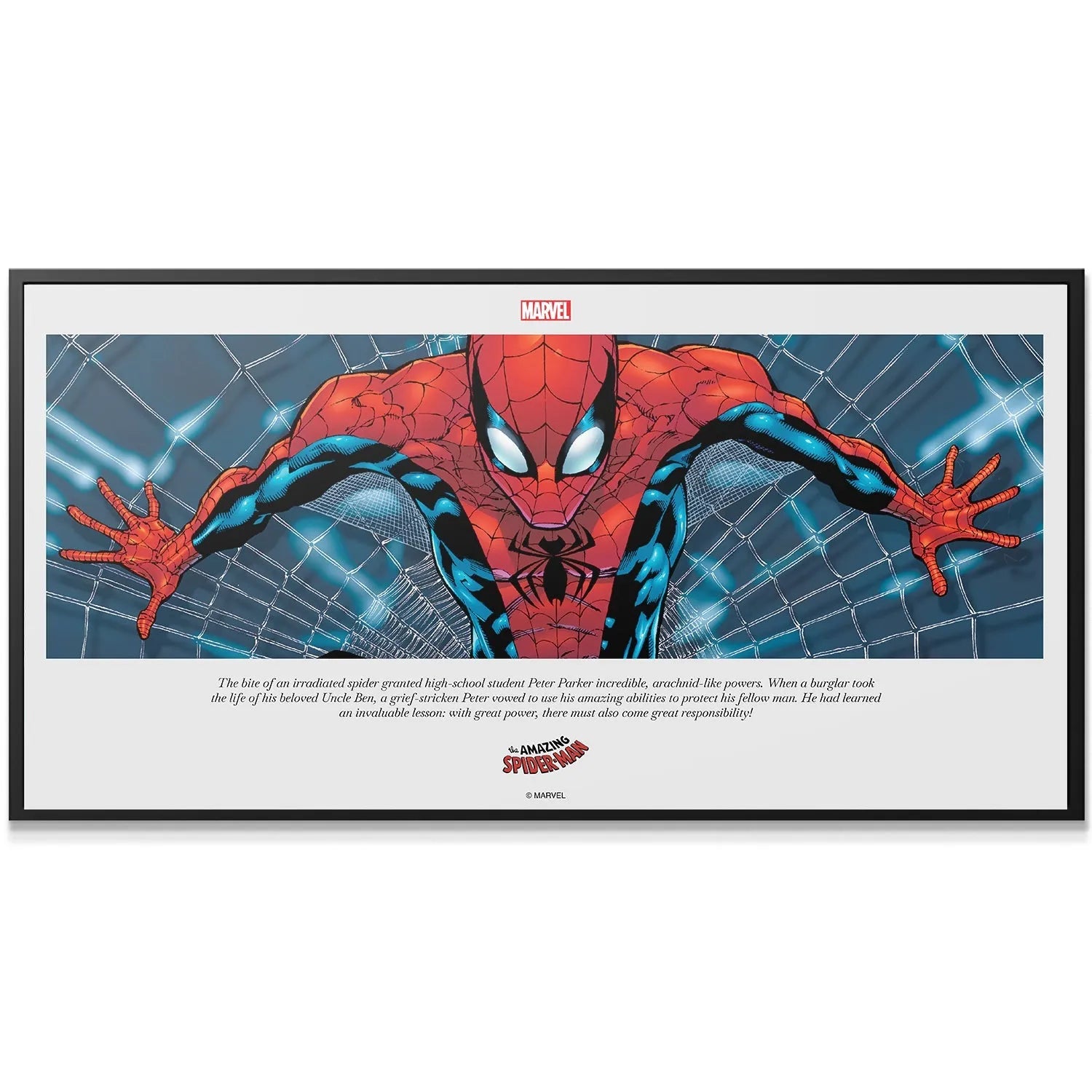 Close-up detail of Spider-Man's masked eyes and intense expression in the Marvel - Spider-Man - Great Responsibility comic panel.
