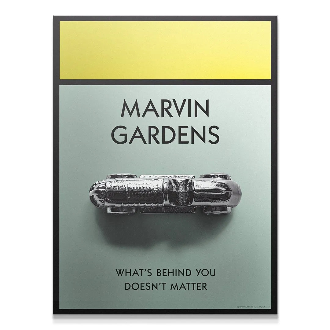 Full shot of the vibrant Marvin Gardens 3D art print featuring the yellow and mint color scheme.