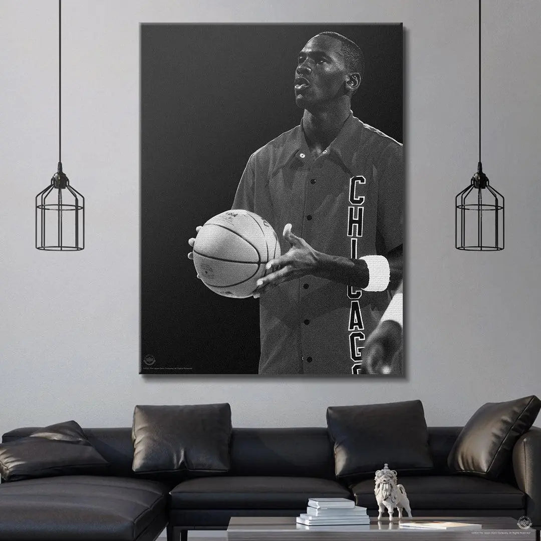Michael Jordan - Warming Up - Premium NBA Basketball Canvas Wall Art by MasterPeaceWall
