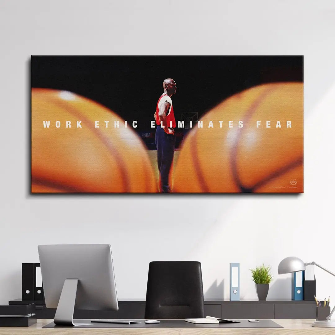 Michael Jordan - Work Ethic - Premium NBA Basketball Canvas Wall Art by MasterPeaceWall