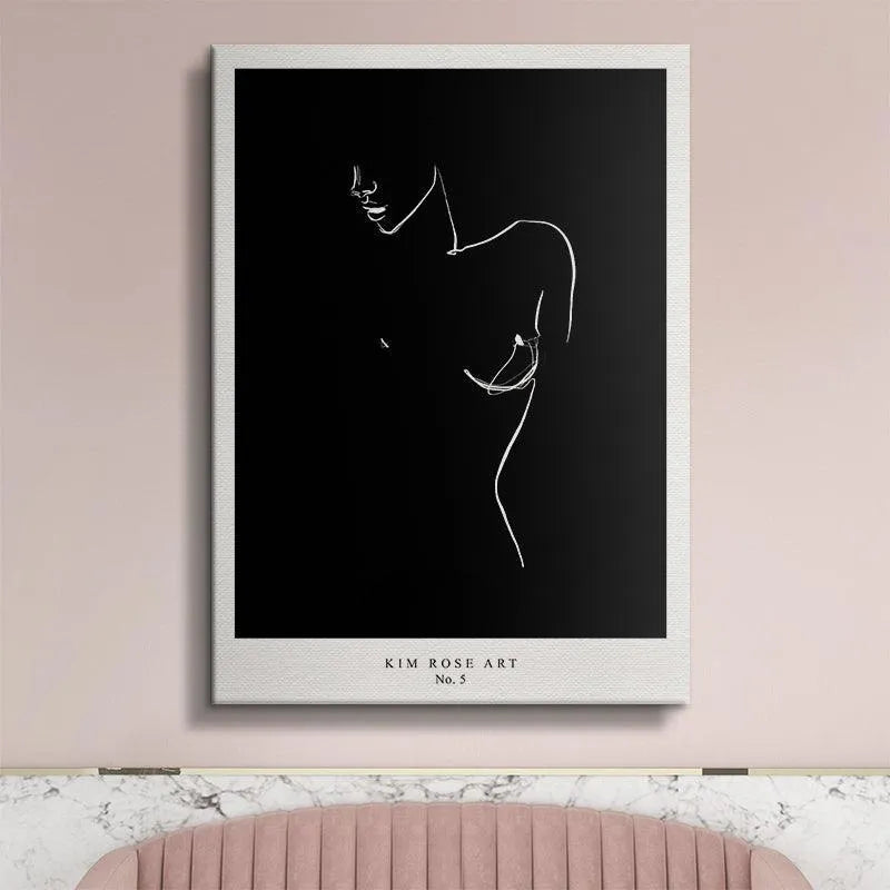 Diagonal angle showcasing the elegant continuous line work defining the torso in Mathild - Black.