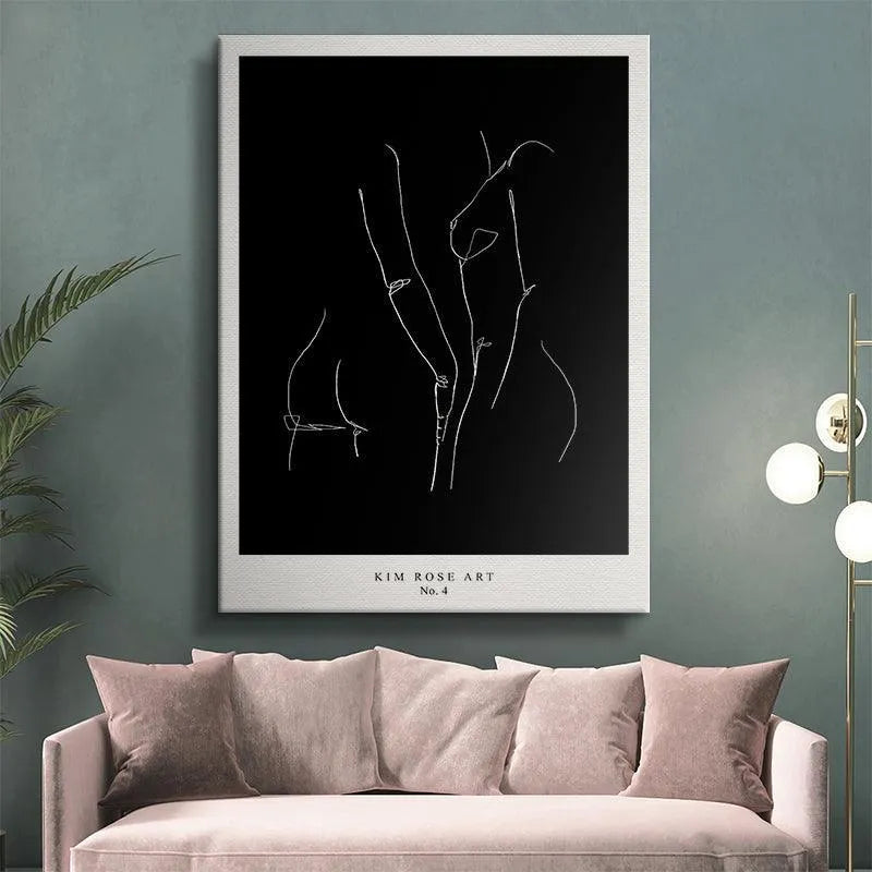 Angular shot highlighting the dramatic contrast and composition of the artwork Mathild N.2 - Black.