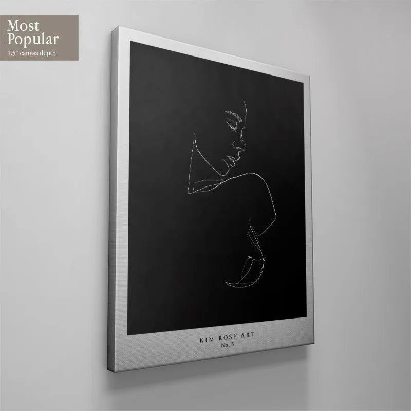 The serene expression captured by the single continuous line art of Mathild N.3 - Black.
