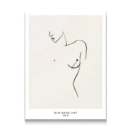 Full view of the Mathild - White minimalist female figure line drawing poster.