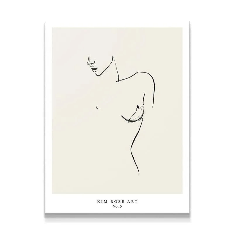 Full view of the Mathild - White minimalist female figure line drawing poster.