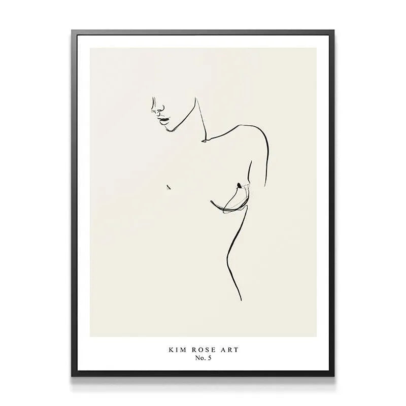 Close-up view of the fine black line texture on the Mathild - White abstract art print.
