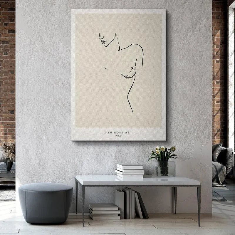 Mathild - White artwork displayed in a simple white frame in a Scandinavian-style room setting.
