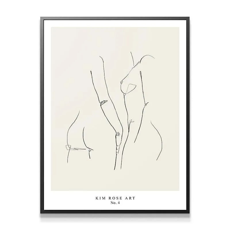 Mathilde N.2 - White abstract figure study displayed in a sleek, gold minimalist frame.