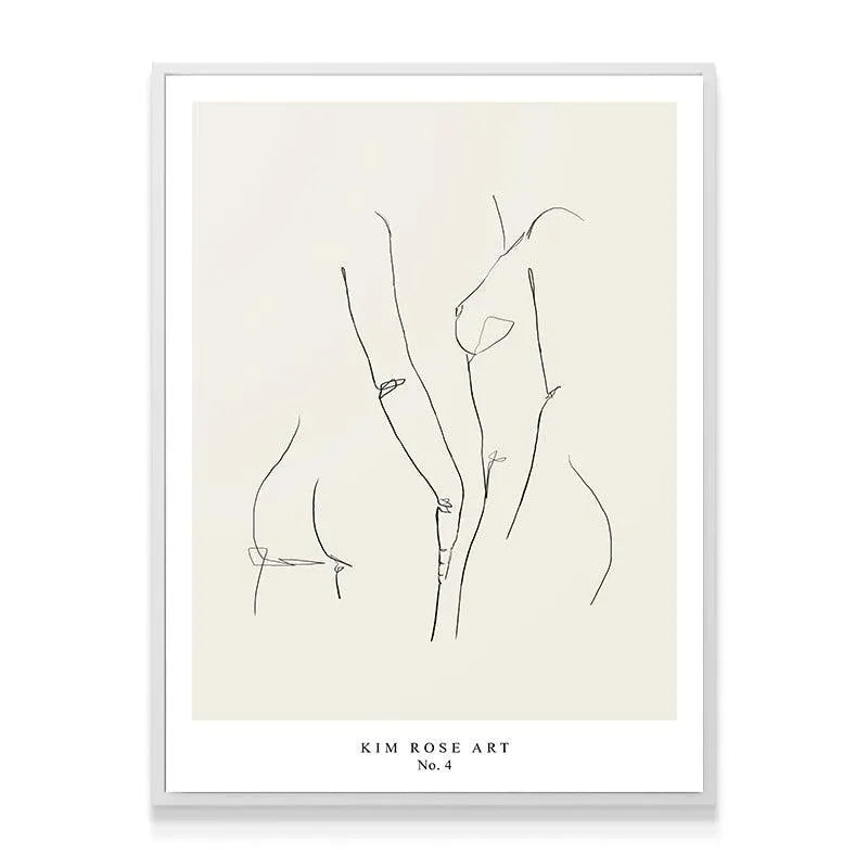Lifestyle view of Mathilde N.2 - White art print hanging above a modern living room sofa.