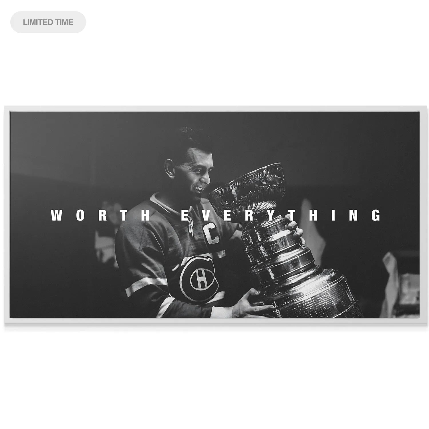 High contrast texture detail of the Stanley Cup engravings held by Maurice Richard - Worth Everything.
