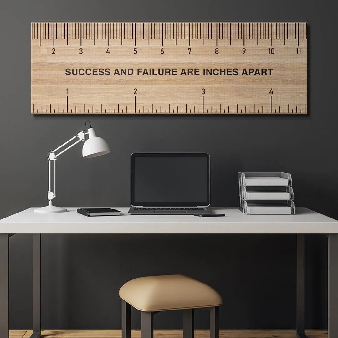 Detail of the precise imperial measurement markings clearly visible on the edge of the 'Measure Of Success'.