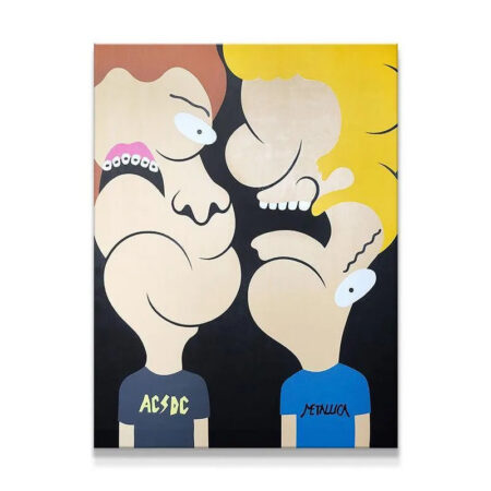 Full view of the iconic pop culture painting 'Metalheads' on a clean black background.