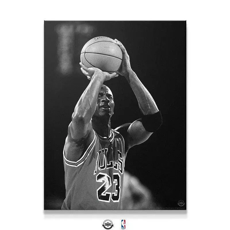 Black and white close-up of the focused expression in 'Michael Jordan - Eyes Closed'.