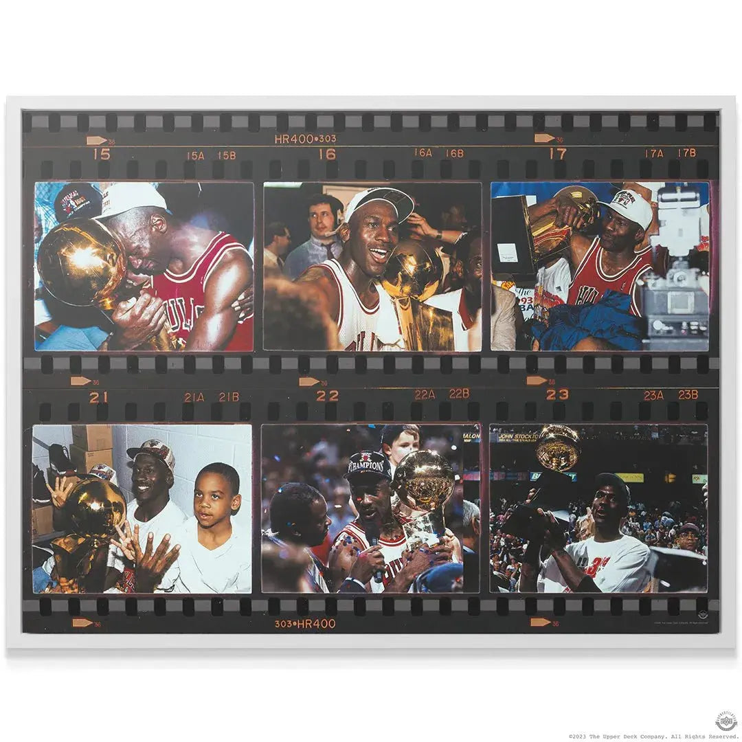 Close-up of the upper frame of the Michael Jordan - Film Strip showing the ISO numbers and film perforation.