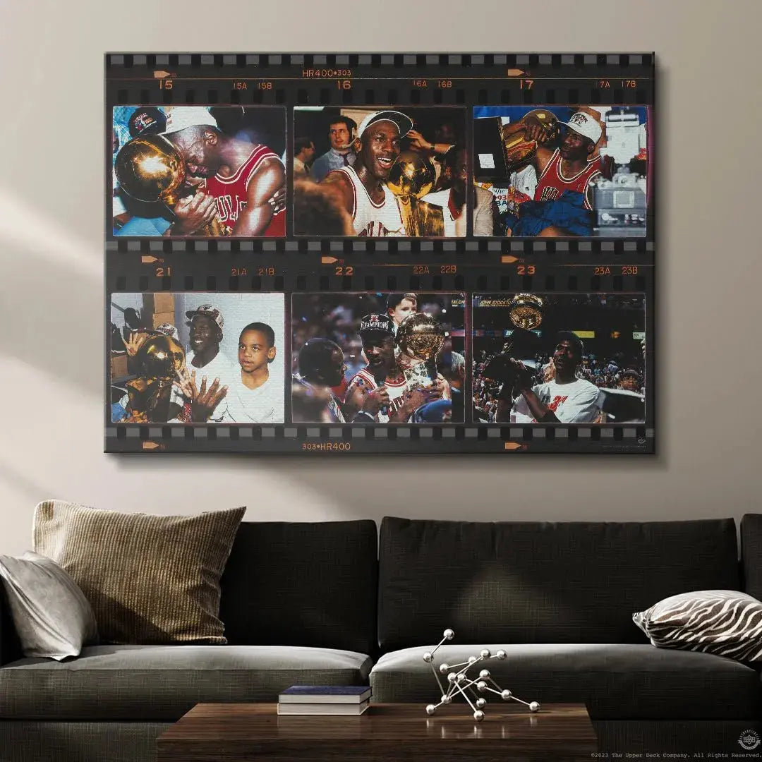 Textured shot of the Michael Jordan - Film Strip highlighting the glossy photo finish and matte film stock borders.