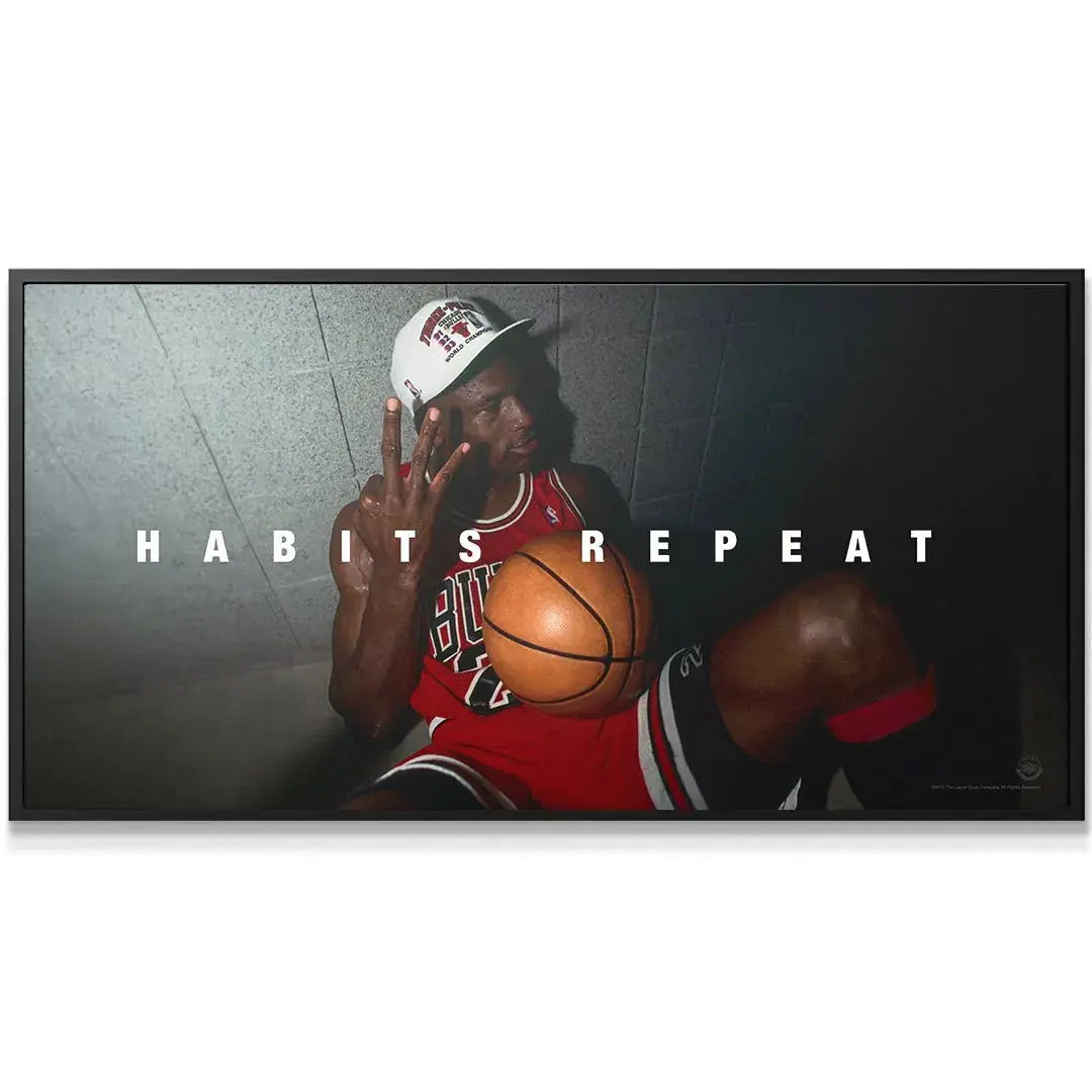 Full panoramic view of the 'Michael Jordan - Habits Repeat' motivational basketball art print.