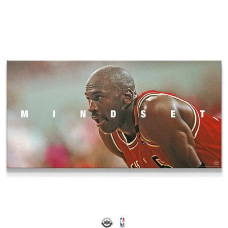 Close-up portrait of Michael Jordan's intense determination, capturing the Michael Jordan - Mindset.