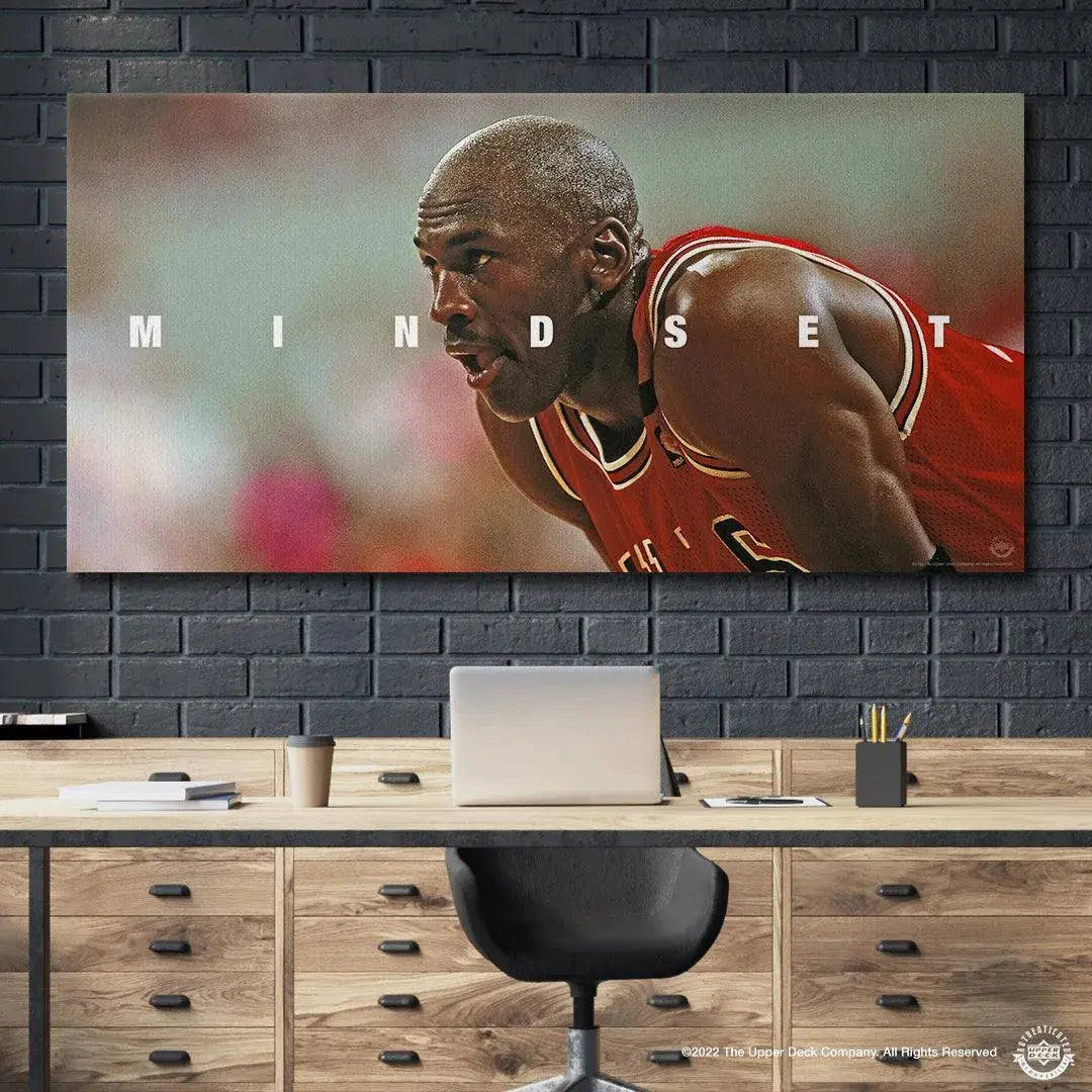 Studio shot of the officially licensed NBA canvas featuring the iconic Michael Jordan - Mindset artwork.