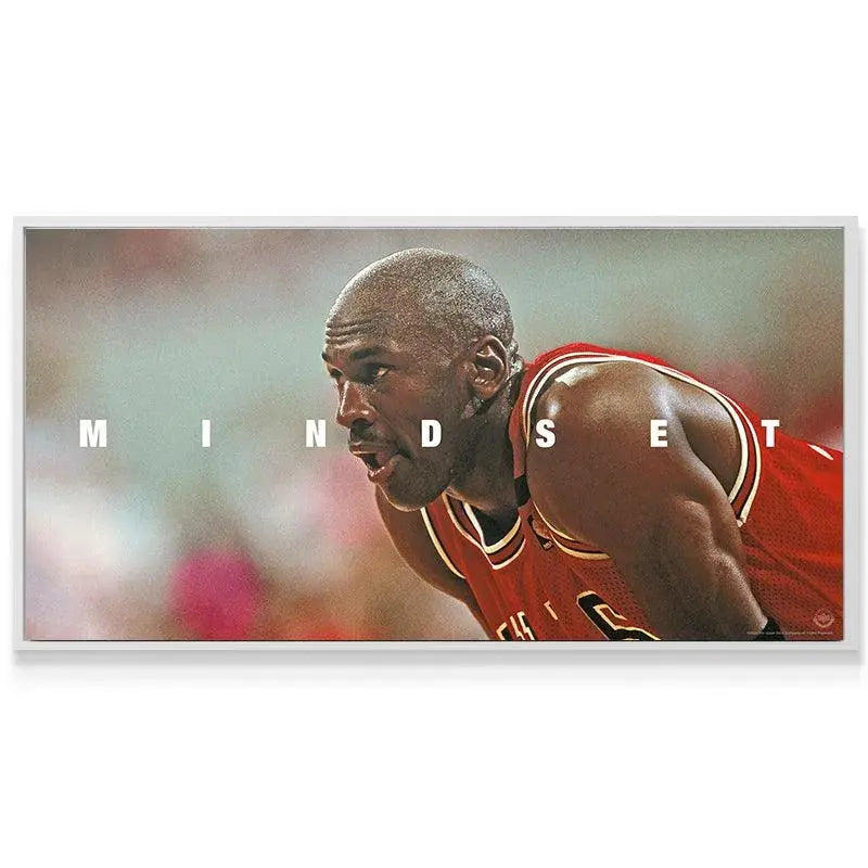 Textured wall art showing the grit and focused expression of the Michael Jordan - Mindset design.