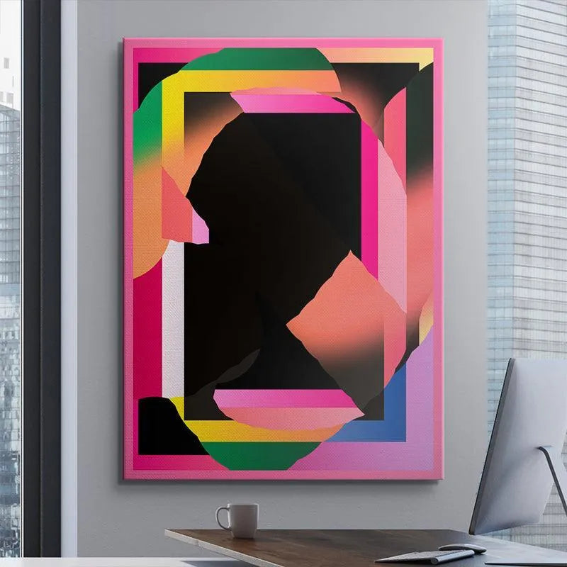 Corner detail of the print showing the sharp transition between pink and blue in Midnight Pool.