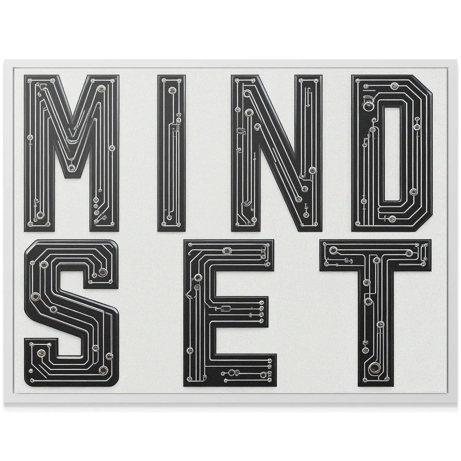 Three-quarter angle view emphasizing the raised, glossy surface of the 3D Mindset Sign.