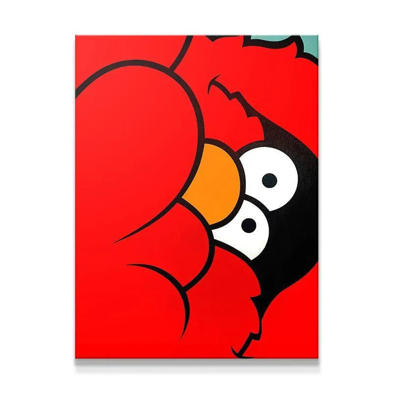 Close-up detail of the character's large white eyes in the vibrant Mole artwork.