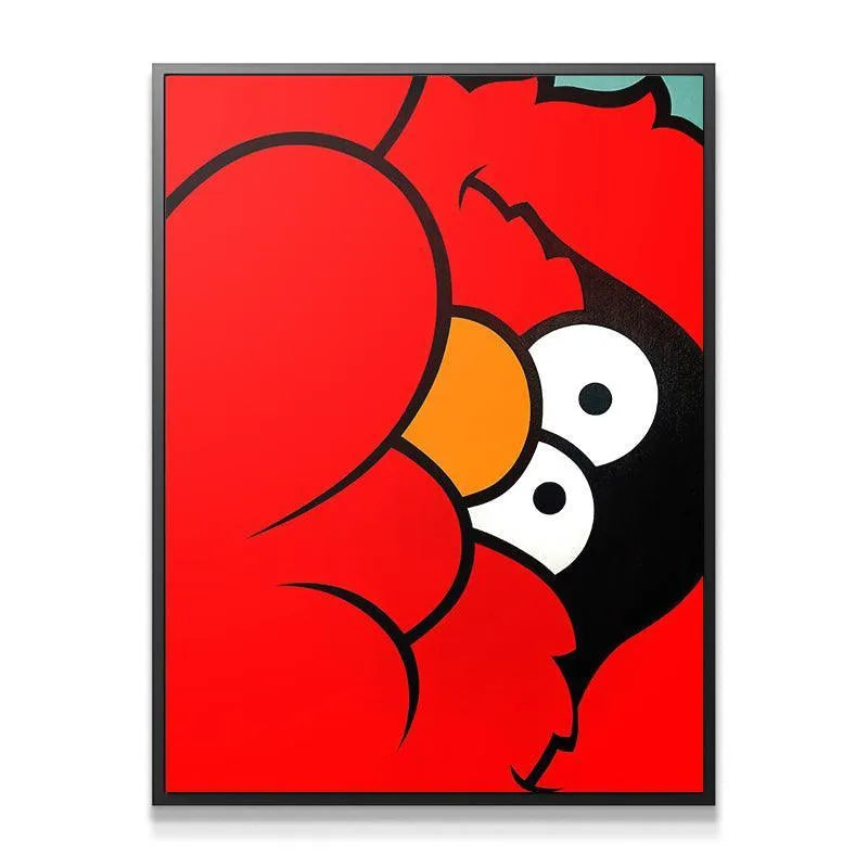 Full frontal view of the bold red pop art Mole print on stretched canvas.