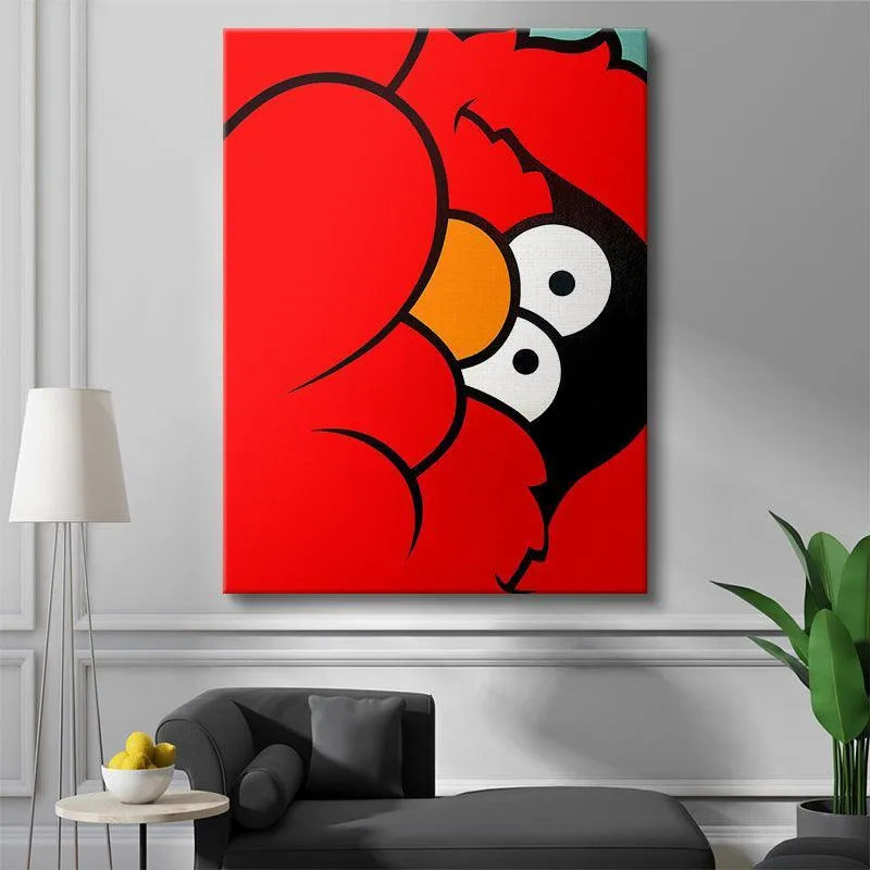 Lifestyle shot of the graphic Mole art hanging in a minimalist living room setting.