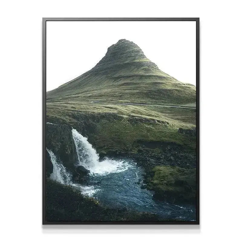 Close-up detail of the rushing white water of Kirkjufellsfoss waterfall in '(N)iceland'.