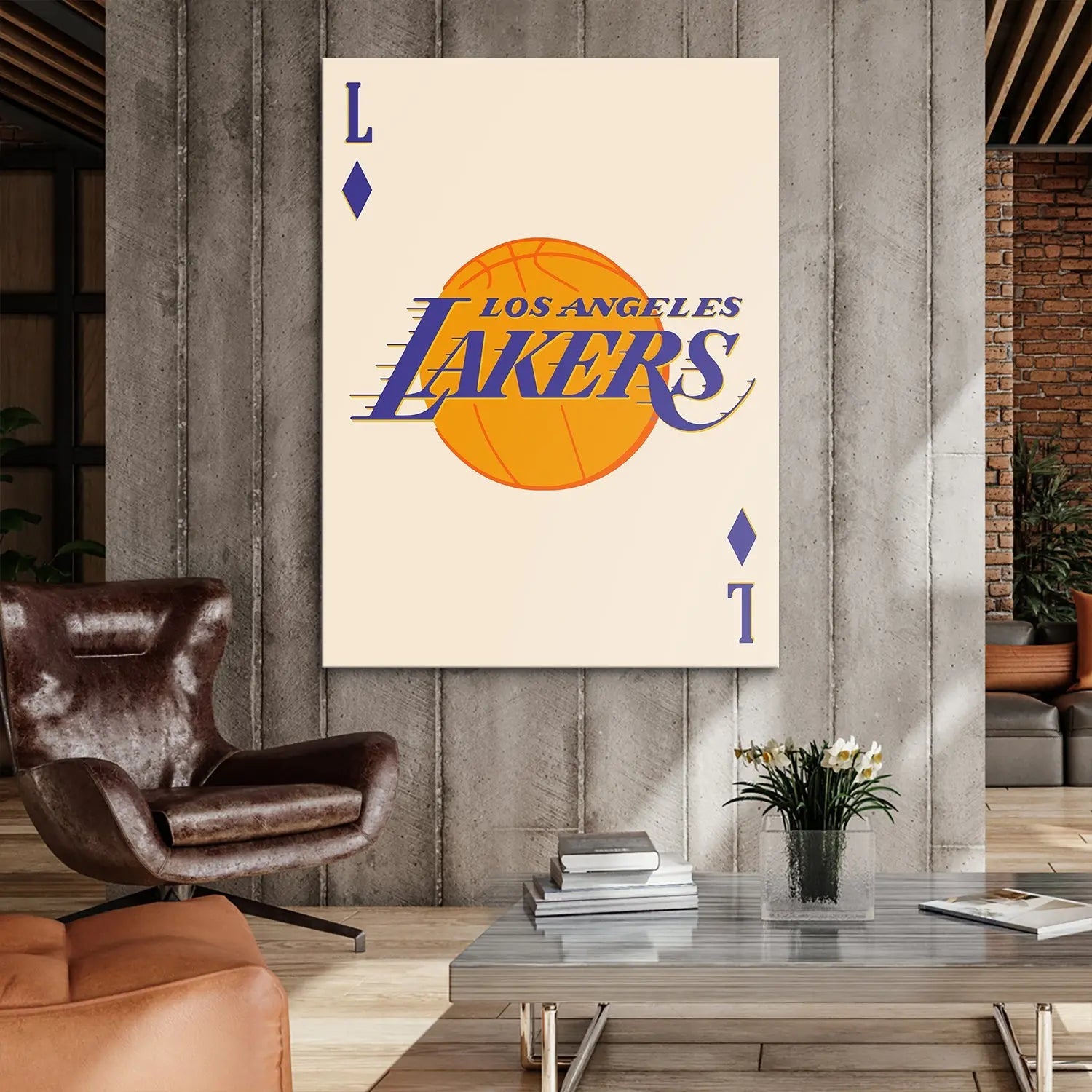 Retro Logo Card - Lakers - Premium NBA Basketball Canvas Wall Art by MasterPeaceWall