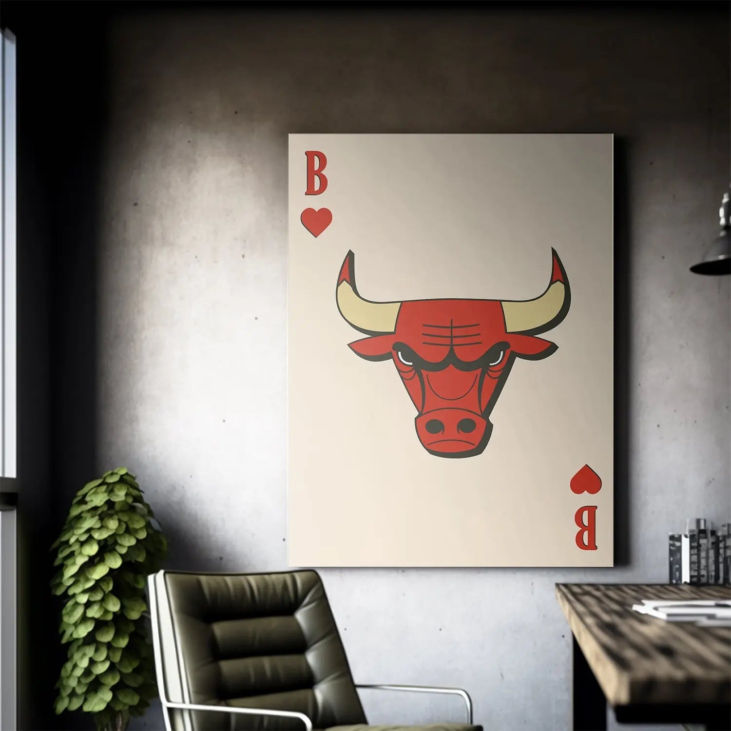 Retro Logo Card - Bulls - Premium NBA Basketball Canvas Wall Art by MasterPeaceWall