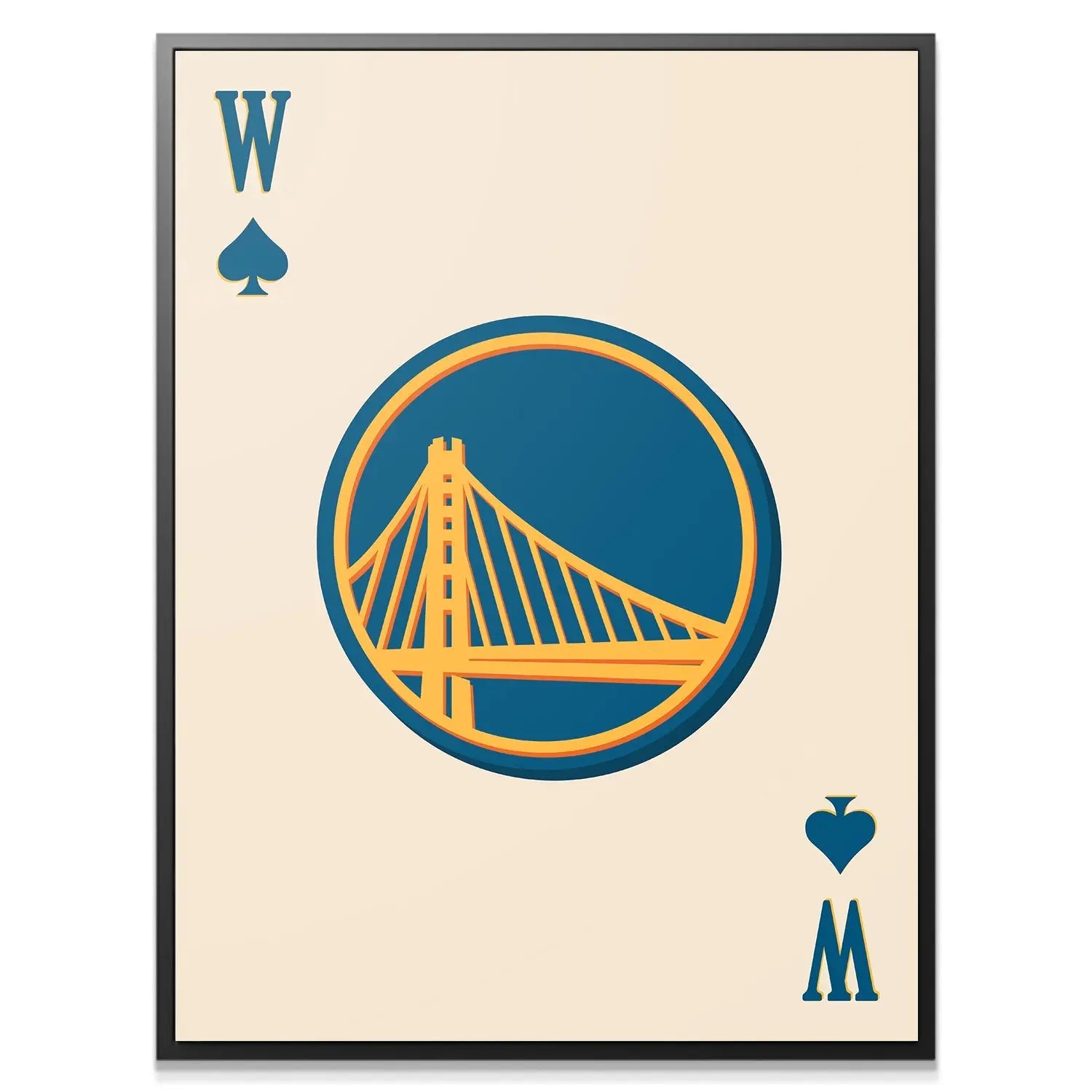 Retro Logo Card - Warriors - Premium NBA Basketball Canvas Wall Art by MasterPeaceWall