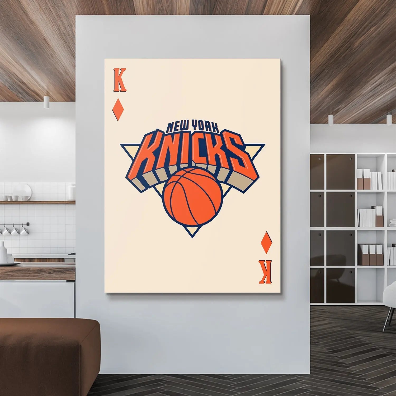 Retro Logo Card - Knicks - Premium NBA Basketball Canvas Wall Art by MasterPeaceWall