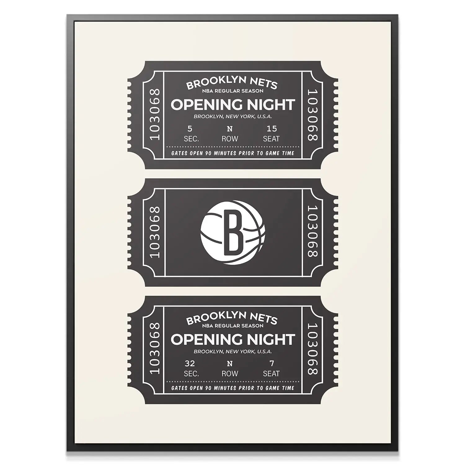 Brooklyn Nets Vintage Ticket Wall Art - NBA Canvas - Premium NBA Basketball Canvas Wall Art by MasterPeaceWall