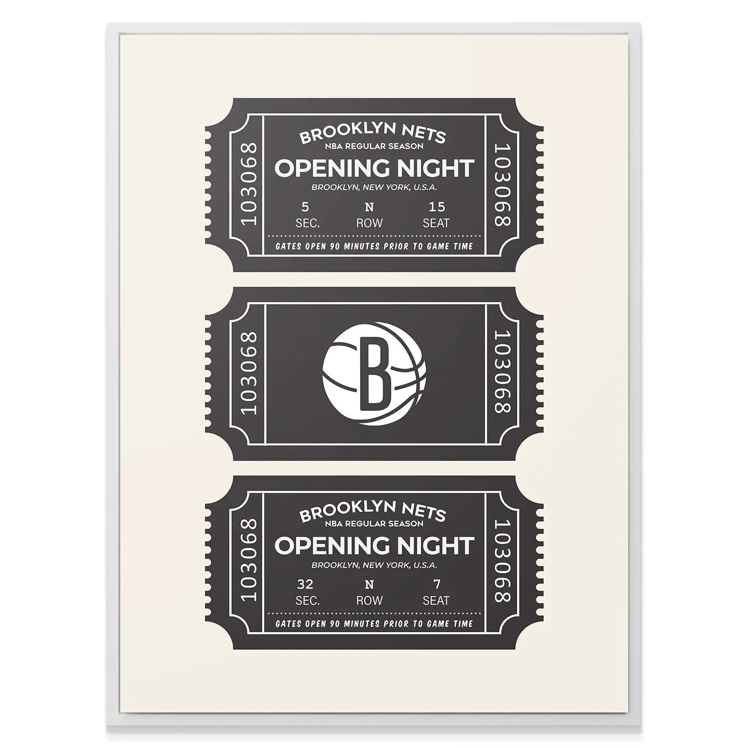 Brooklyn Nets Vintage Ticket Wall Art - NBA Canvas - Premium NBA Basketball Canvas Wall Art by MasterPeaceWall